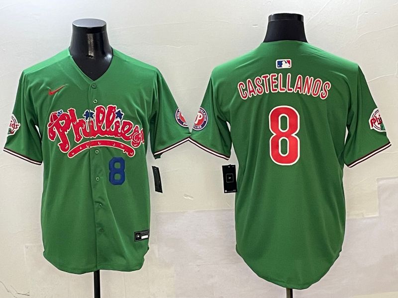 Men Philadelphia Phillies #8 Castellanos Green Fourth generation Joint Name Nike 2025 MLB Jersey style 5